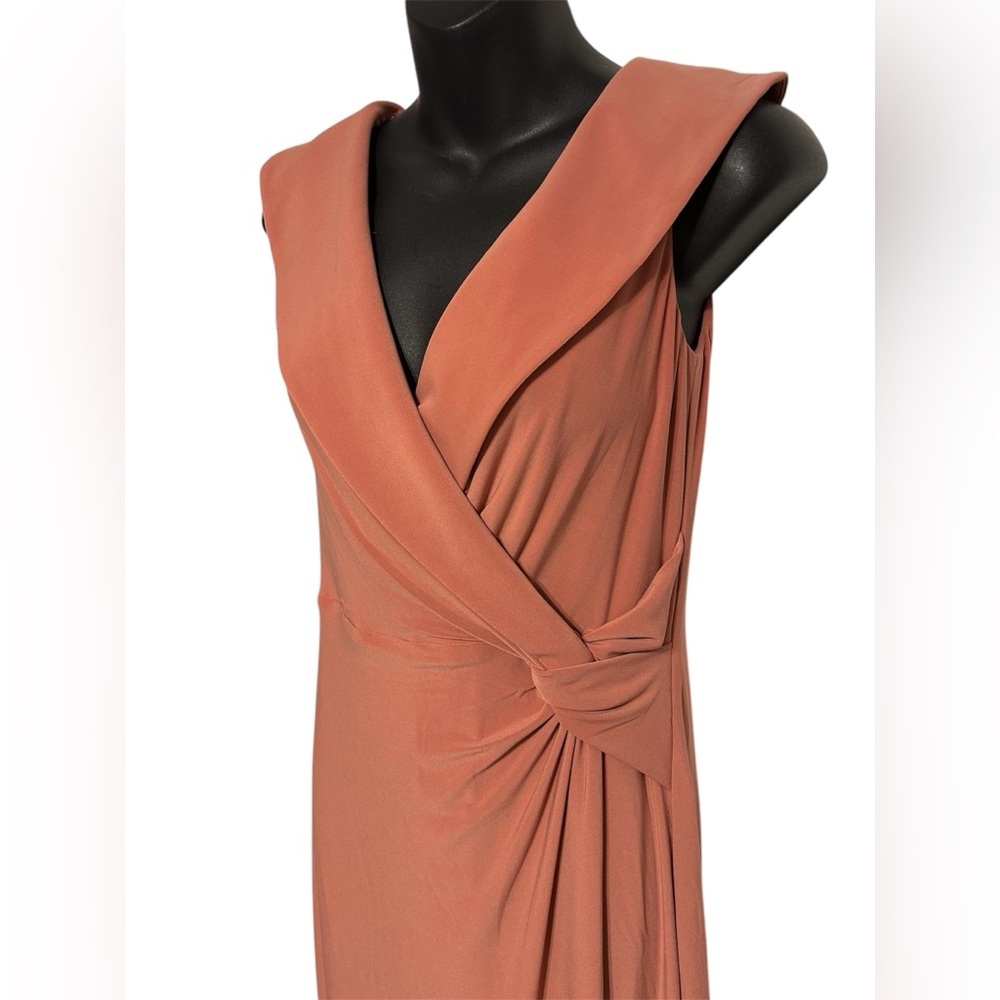 NWT Lauren Ralph Lauren salmon evening gown with wrap detailing size 8 - Picture 8 of 13